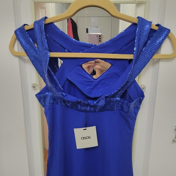 ASOS Bodycon Coquette Sequin Cutout Club Mini Dress NWT Size 6 - Picture 3 of 9